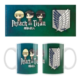 Attack on Titan mug céramique Eren, Mikasa & Armin Chibi Style 