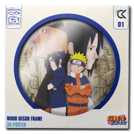 NARUTO SHIPPUDEN - Naruto & Sasuke -Wood Decor Frame 3D Poster 30x30cm 